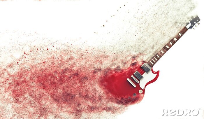 Canvas Rode elektrische gitaar desintegrerende