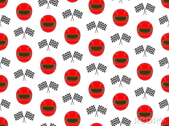 Canvas Rode helm en vlaggen