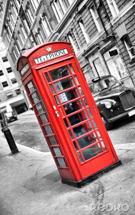 Canvas Rode telefooncel en auto