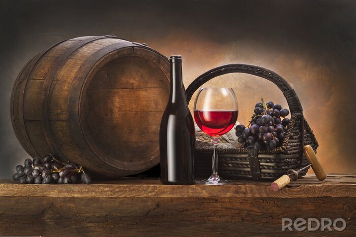 Canvas Rode wijn in een vat