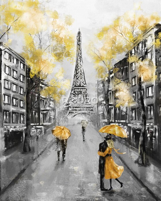 Canvas Romantische herfst in Parijs