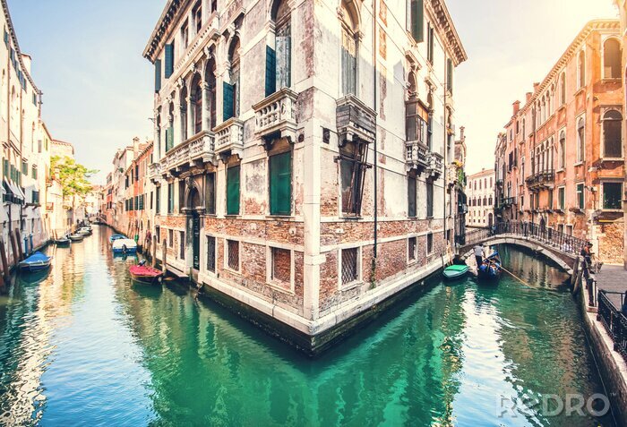 Canvas Romantische straten in Venetië