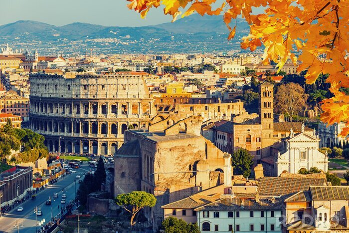 Canvas Rome en het herfst Colosseum