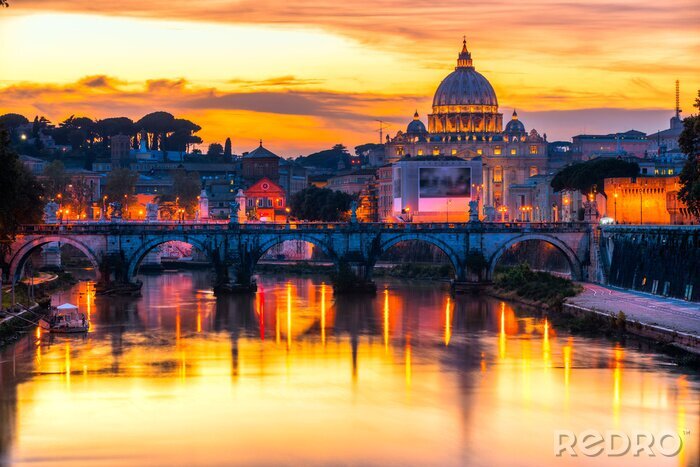 Canvas Rome en panorama bij zonsondergang