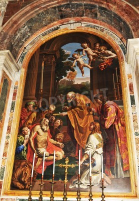 Canvas Rome, Italië - 28 maart 2012: Detail van de Renaissance mozaïek in San Pietro (Saint Peter) basiliek in Vaticaan, Rome