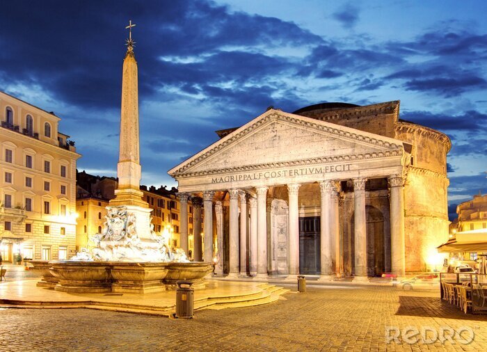 Canvas Rome met het Pantheon bij nacht