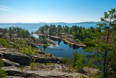 Canvas rotsachtige eilanden van Ladoga meer