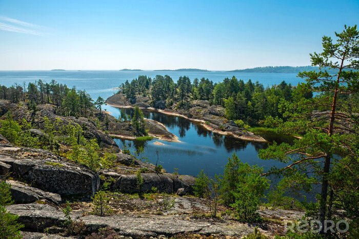 Canvas rotsachtige eilanden van Ladoga meer