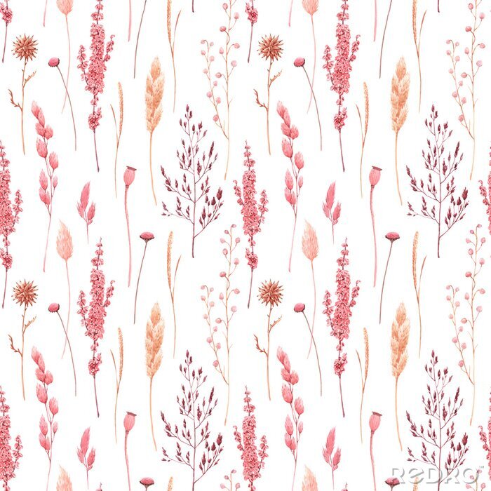 Canvas Roze en geel pampagras