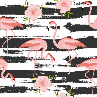 Roze flamingo's en zwart-witte strepen