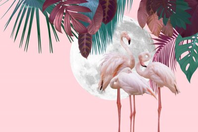 Roze flamingo's op een lichte achtergrond