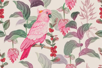 Canvas Roze vogel en natuur