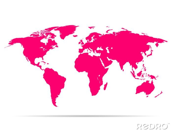 Canvas Roze wereldkaart