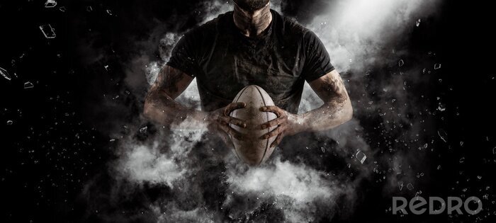 Canvas Rugby player in action on dark