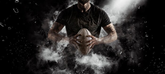 Canvas Rugby player in action on dark