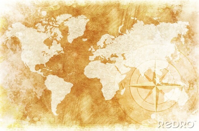 Canvas Rustieke wereldkaart