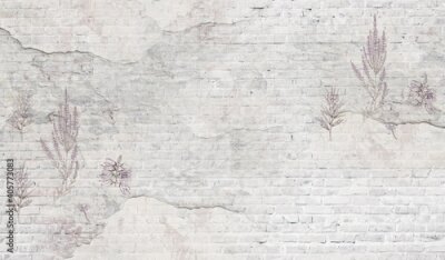 Rustieke witte muur met lavendelbloemen