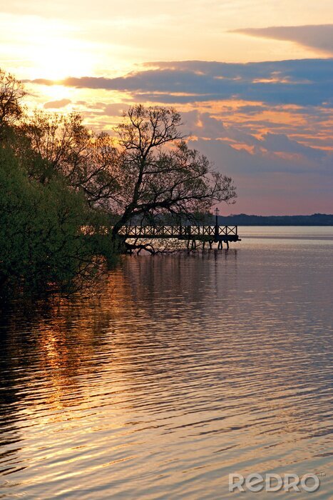Canvas Rustig zeelandschap bij zonsondergang