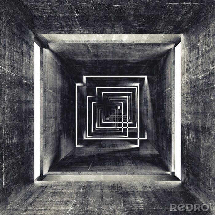 Canvas Ruwe zwart-wit tunnel