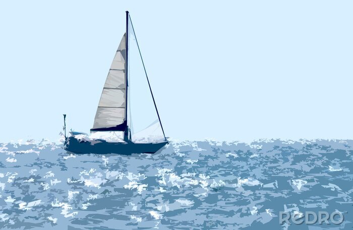 Canvas Sailboat on the sea illustration