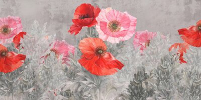Sappige rode papaver bloemen in een open plek