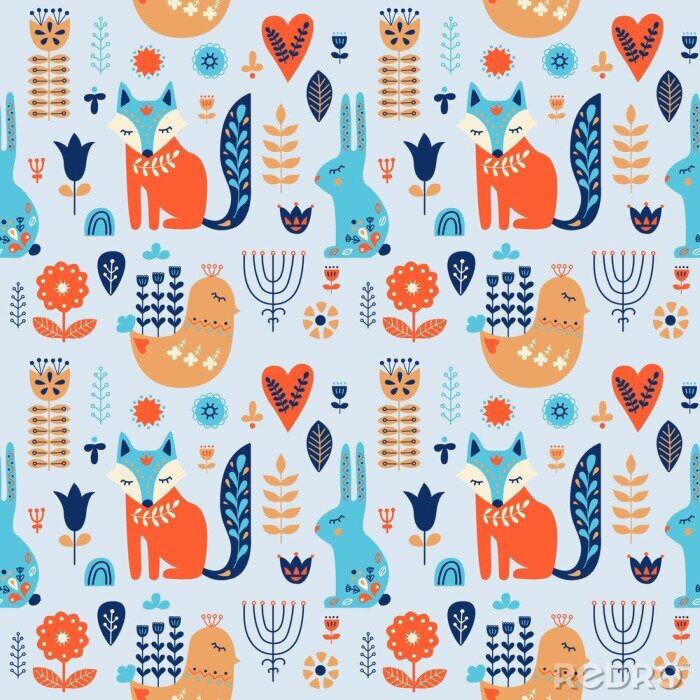 Canvas Scandinavisch kinderbos met dieren