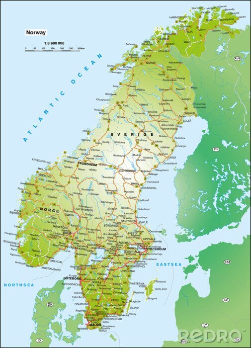 Canvas Scandinavische kaart