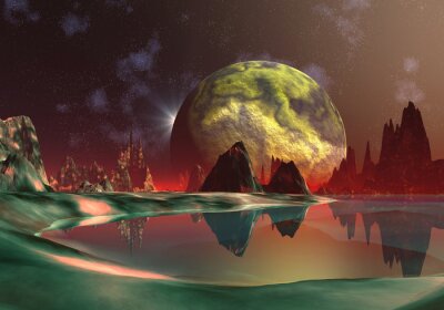 Canvas Scène fantasie - Dragon Moon 01