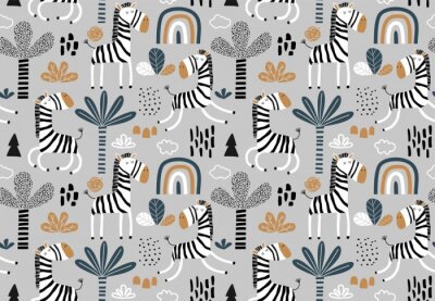 Schattige zebra's in Scandinavische stijl