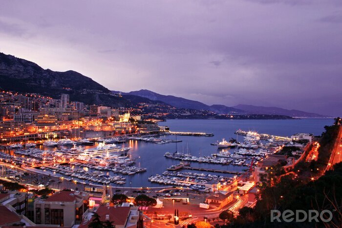 Canvas Schemering op de skyline van Monaco