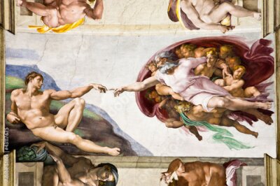 Canvas Schepping van Adam door Michelangelo, Sixtijnse Kapel, Rome