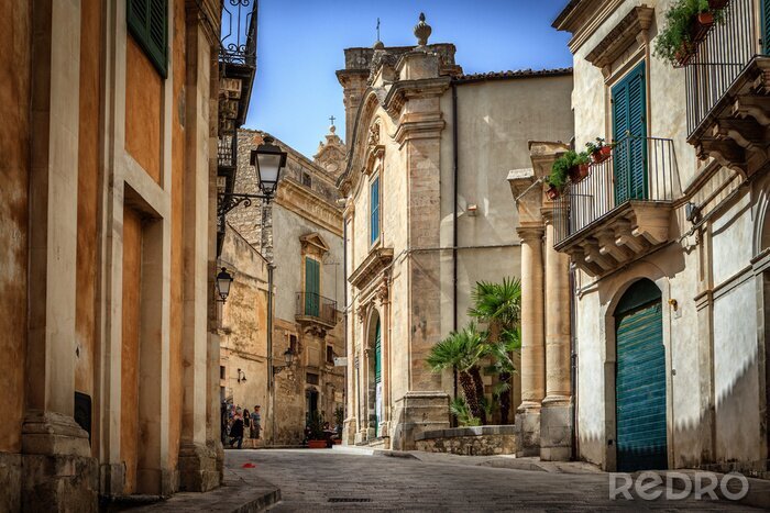 Canvas Schilderachtige straat in Ragusa, Sicilië, Italië