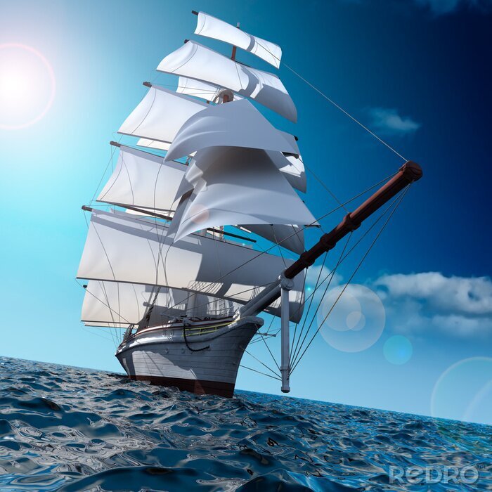 Canvas Schip op volle zee