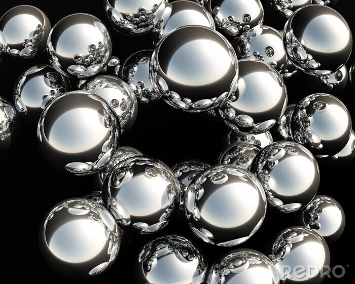 Canvas Schitterende metalen ballen in de lucht