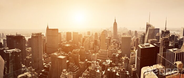 Canvas Sepiakleurig stadspanorama