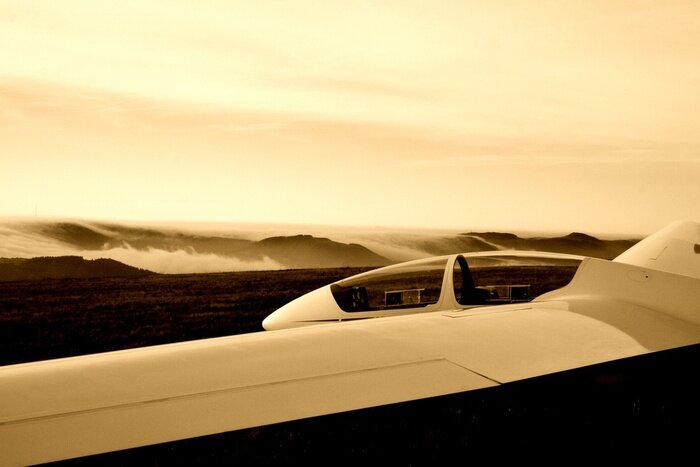 Canvas Sepiatinten zweefvliegtuig