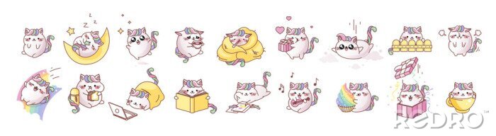 Canvas Set kit Cat Kitty kitten kawaii chibi Emoji character sticker emoticon smile emotion mascot