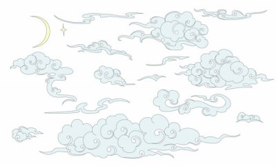 Set van wolken in Chinese stijl