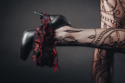 Canvas Sexy vrouw in zwarte erotische lingerie