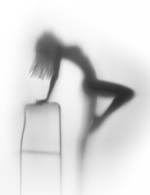 Canvas Sexy vrouw lichaam silhouet met stoel
