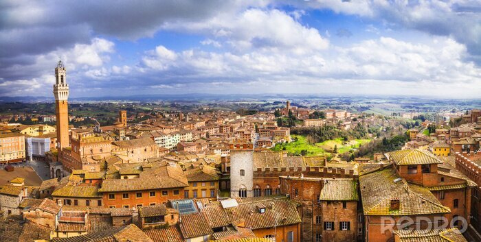 Canvas Siena - prachtige middeleeuwse stad van Toscane, Italië