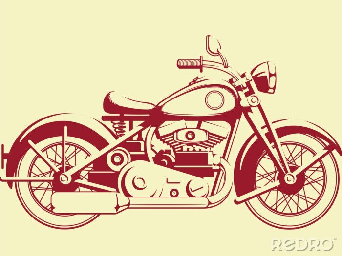 Canvas Silhouet van Old Motorcycle - Profiel bekijken
