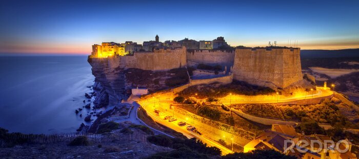 Canvas Skyline van de kust van Corsica
