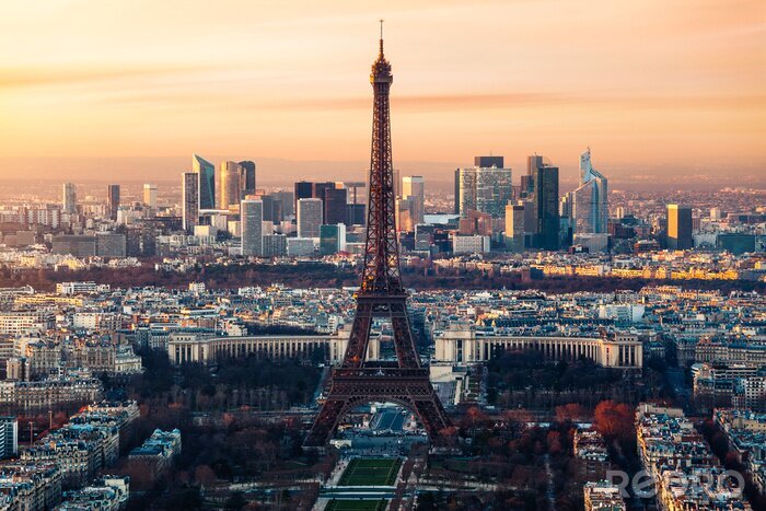 Canvas Skyline van de stad met de Eiffeltoren