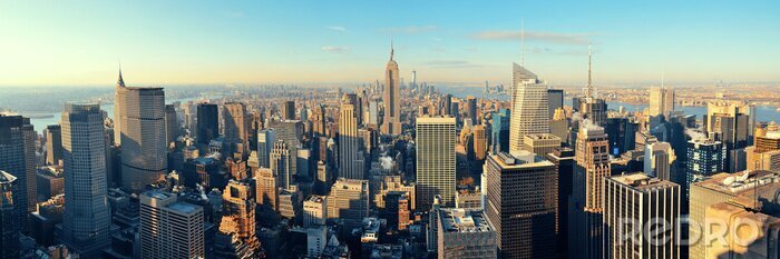 Canvas Skyline van de stad met de wolkenkrabbers van Manhattan