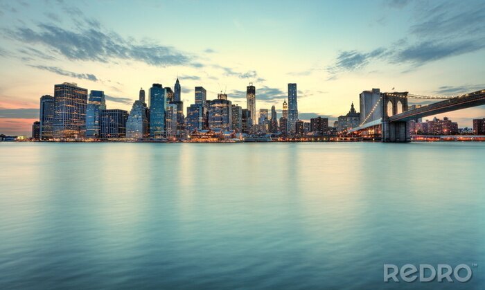 Canvas Skyline van de stad met Manhattan