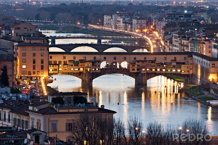 Canvas Skyline van een brug in Florence