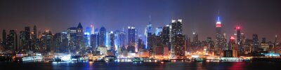Skyline van een stad bij nacht in 3D in de Verenigde Staten