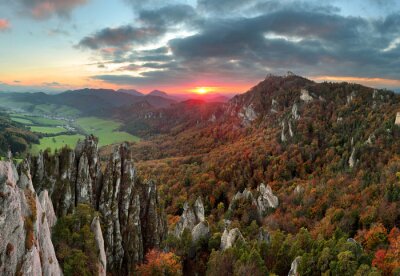 Canvas Slowakije berg boslandschap in de herfst, Sulov