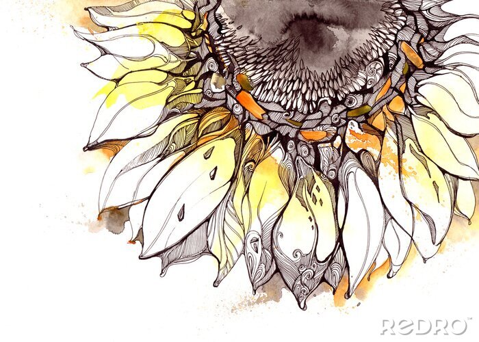 Canvas Sluit omhoog van zonnebloembloemblaadjes